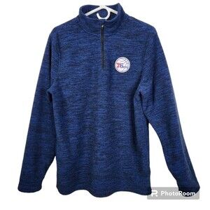 NBA Mens Philadelphia 76ers Space Dyed Mock Neck 1/4 Zip Pullover Size Small